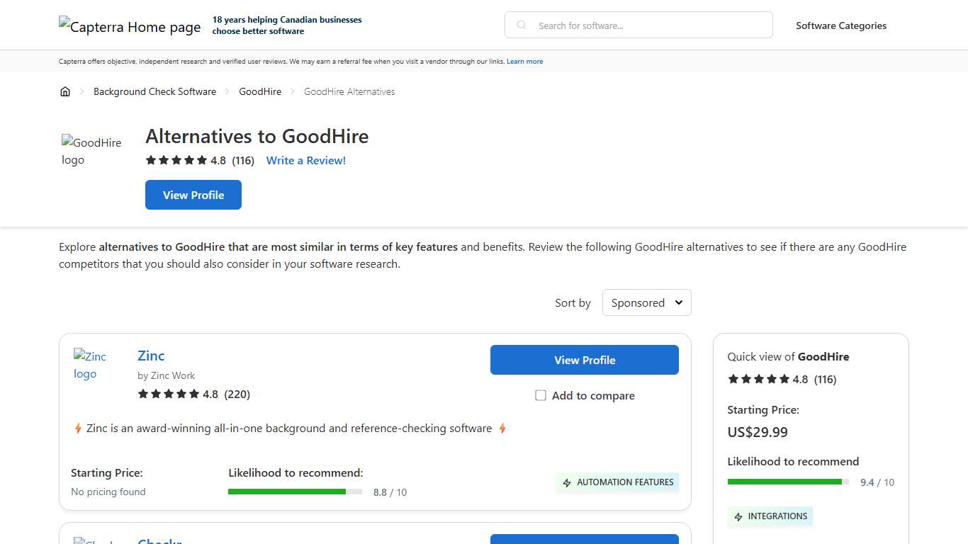 Find best 15 GoodHire Alternatives - Capterra Canada 2026